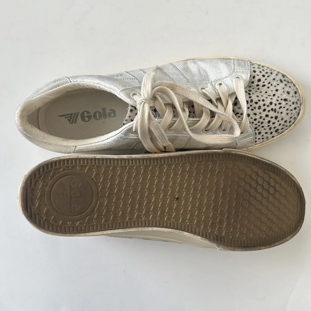 Gola Orchid II Leopard Women's sneakers size 8 white and silver metallic